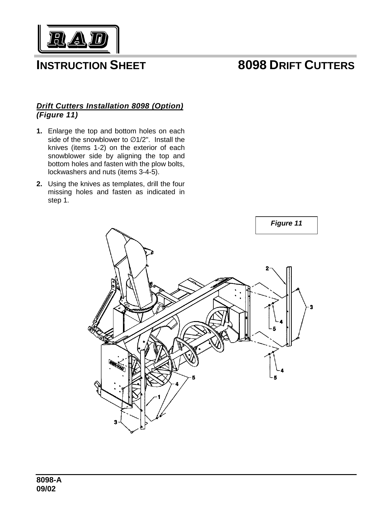 8098  Couteaux vert. souffleuse