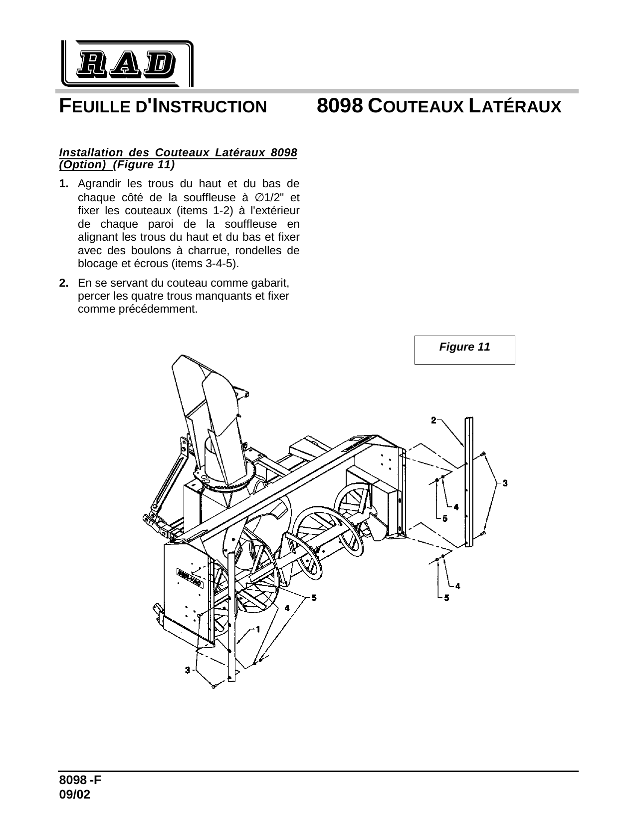 8098  Couteaux vert. souffleuse