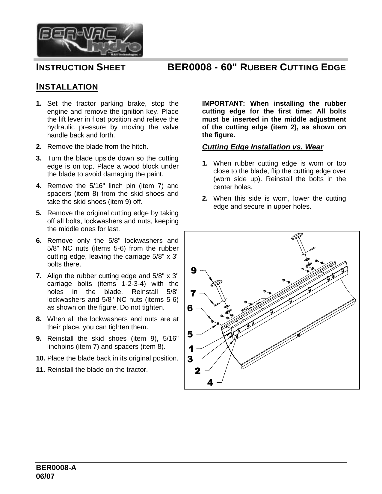 BER0008  Racloir caoutchouc 60 po
