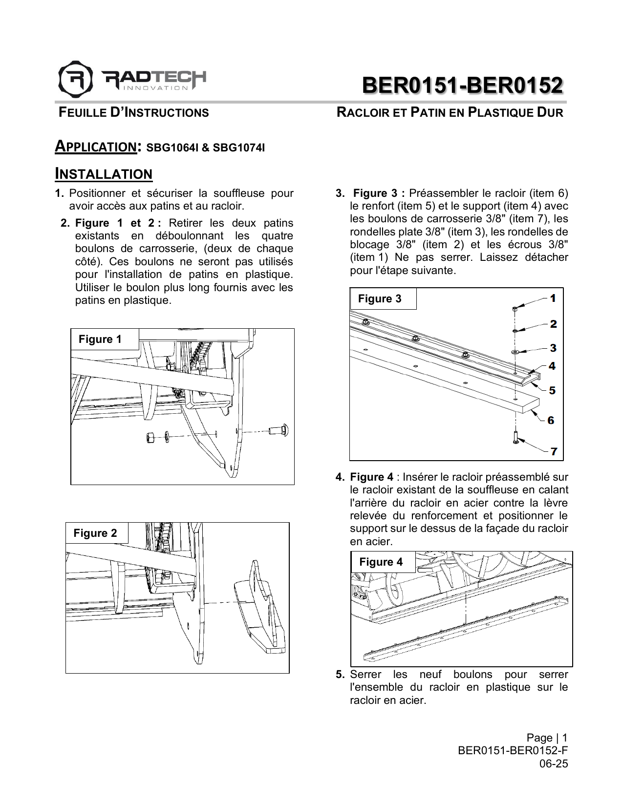 BER0151-152 hard plastic cutting edge and skid shoes