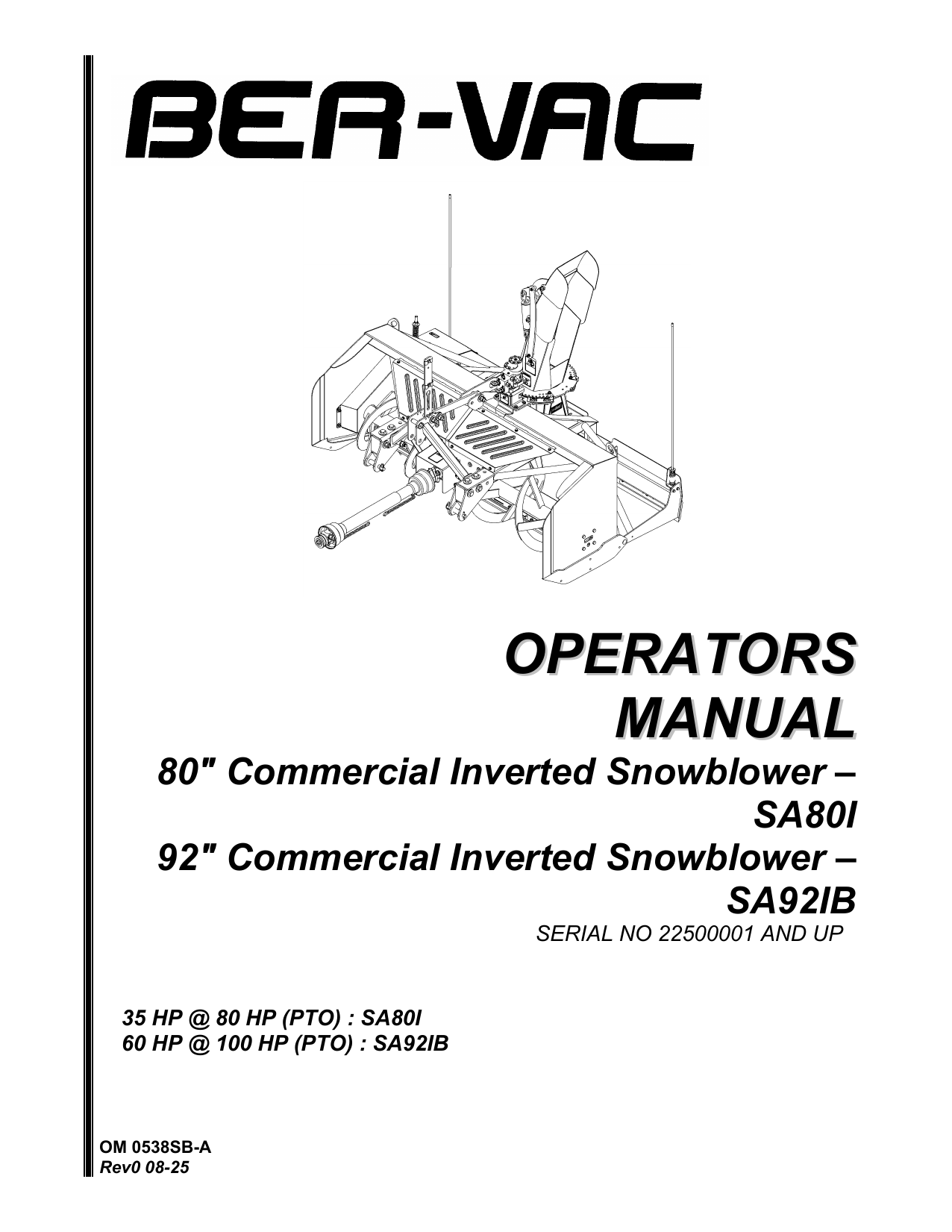 SA80I-SA92IB-Souffleuse commercial 80-92 Bervac